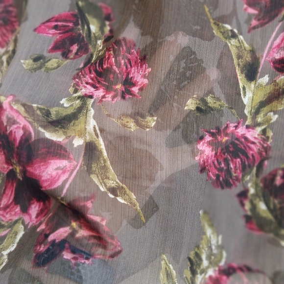 Size SP Kut from the Kloth Long Sleeve Sheer Floral Button Up - Picture 4 of 7